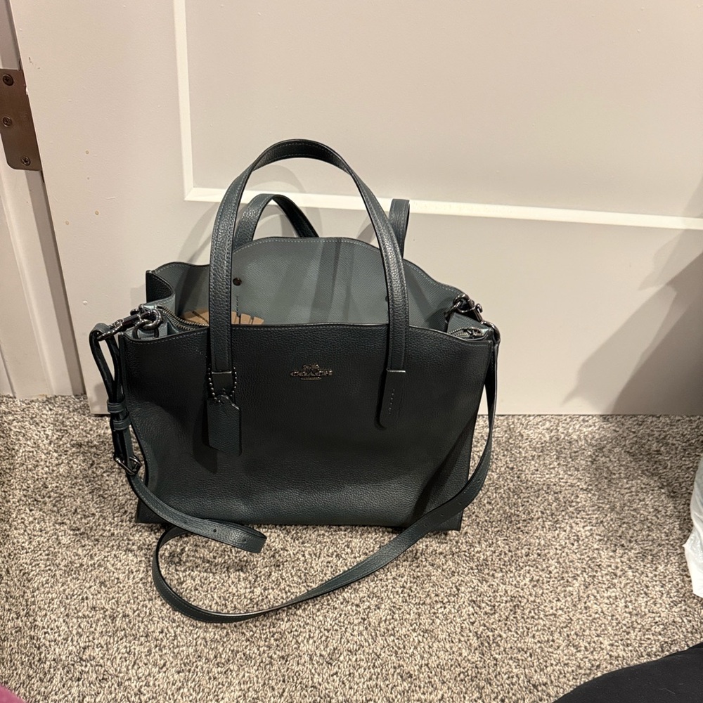 Coach Dark Green Leather Satchel